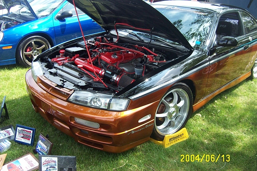 PKPerformance 240SX at a car show with trophies